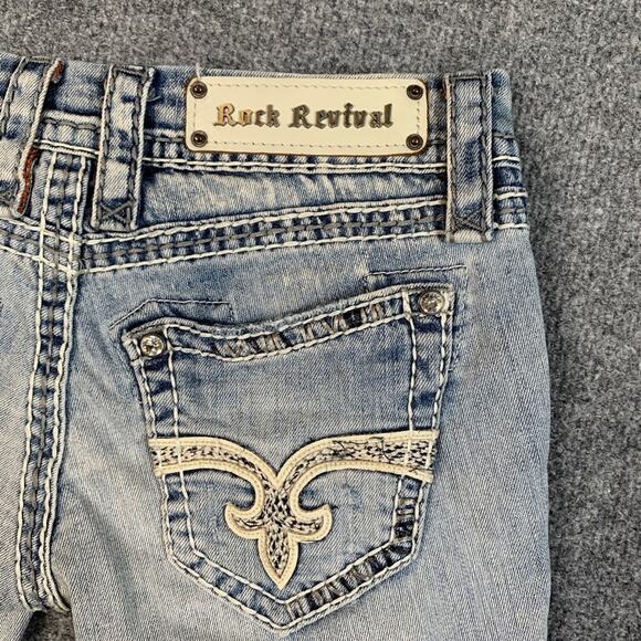 Rock Revival Womens 25 Denim Ella Low Rise Stretch Embellished Pockets Capri - Picture 8 of 12